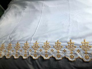 Gorgeous Catholic Church Altar White Frontal W/ Elegant Gold Embroidery