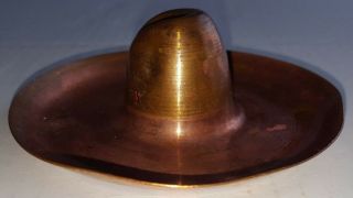 Cool Vintage Copper Sombrero Cowboy Hat Ashtray With Cigar Rest Fast