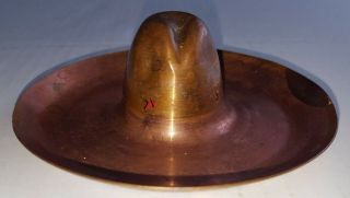 Cool Vintage Copper Sombrero Cowboy Hat Ashtray with cigar rest FAST 2