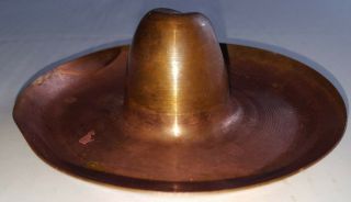 Cool Vintage Copper Sombrero Cowboy Hat Ashtray with cigar rest FAST 3