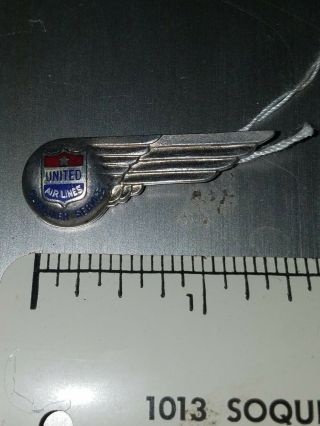 Rare Sterling Silver United Air Lines Mainliner Service Wings Pin Stewardess 40s