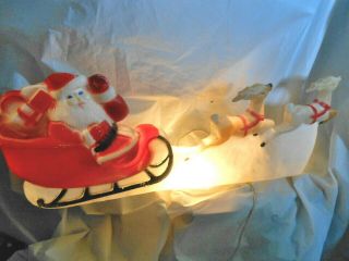 Union Products Lighted Christmas Blow Mold Santa Reindeer Pulled Sleigh 31 "