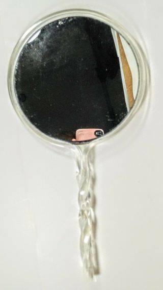 Vintage Clear Lucite Hand Held Vanity Mirror 2 - Sided 7 " Round Mid Century Modern
