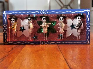 Hand Crafted - Day Of The Dead " Mariachi Band " Shadow Box - Diorama