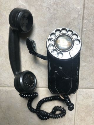 Antique Black Wall Phone American Electric Rotary