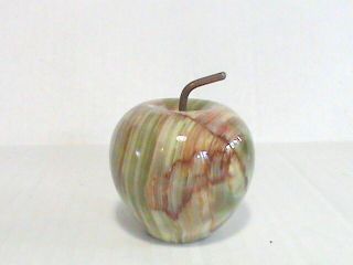 Green Alabaster Marble Stone Apple With Stem Paper Weight