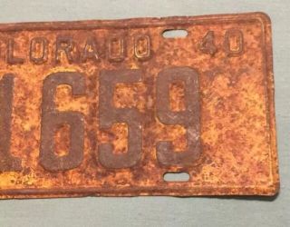 Vintage Colorado 1940 License Plate 3