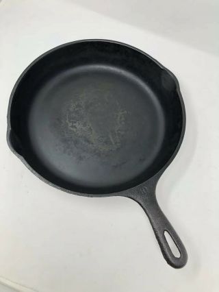 Vintage Wagner Ware No.  10 10 - 11 - 3/4 " Inch Skillet " E " Cast Iron Two Spouts