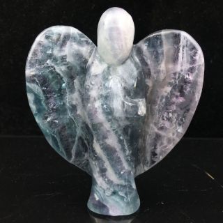 249g Natural Fluorite Quartz Angel Skull Hand Carved Crystal Healing Wmk1209