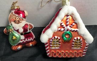 Gingerbread House Gingerbread Man Blown Glass Christmas Tree Ornament Decoration