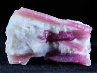 Rough Pink Tourmaline Crystal On Feldspar Mineral Specimen From Brazil 3.  4 Oz