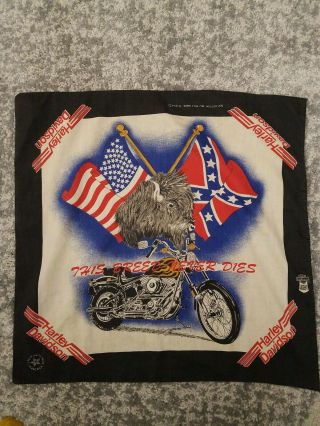 Vintage Harley Davidson Buffalo Bandana Official Logo " This Breed Never Dies "