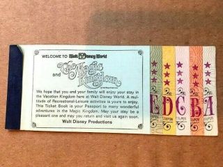 Vintage Walt Disney World The Magic Kingdom 5 Adventure Ticket Book 1972