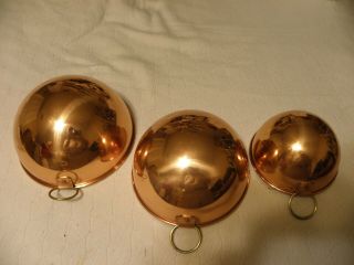 Set Of 3 Good Quality Copper Mixing Bowls,  Made In Portugal