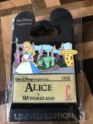 Disney Wdi Rare C Ticket Alice In Wonderland Pin Le 300