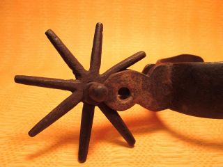 1800 ' s REALLY Huge Rowel Heavy ENGRAVED Authentic Single MEXICAN Iron SPUR 2