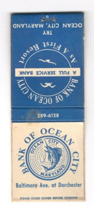 Bank Of Ocean City Maryland Vintage Matchbook Cover B97