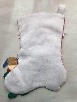 Finished Completed Christmas Stocking Felt Sequin Children On Santas Lap vtg 4