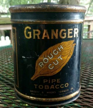 Vintage Granger Rough Cut Pipe Tobacco Knob Top " Pointer Dog " Canister Tin