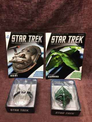 Star Trek Eaglemoss 4 Enterprise Nx - 01 & Romulan Warbird W/ Magazines
