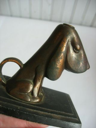 Vintage Ronson Basset Hound Dog Brass Striker Touch Tip Table Lighter W/o Wand