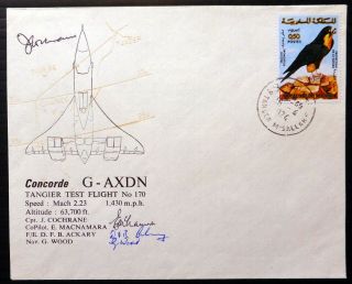 Morocco 1974 Concorde Tangier Test Flight Signed 4 Crew Members Ltd 1/20 Bm191