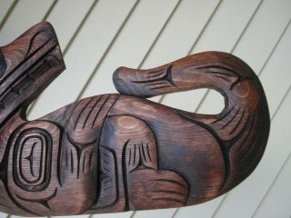 Northwest Coast Native Art Sea Otter plaque carving signed 5