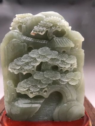 100 natural HETIAN Jasper jade Hand carving Landscape elderly states w079 3