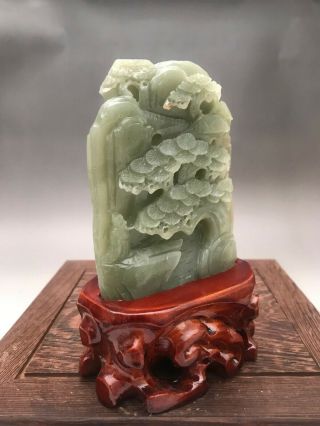 100 natural HETIAN Jasper jade Hand carving Landscape elderly states w079 5