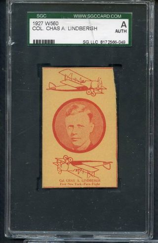 1927 W560 W 560 Charles Lindbergh Aviator Sgc Authentic 354416 (kycards)