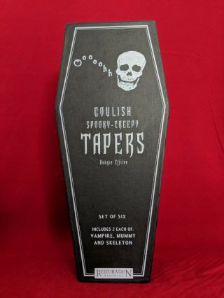 Tapers Candles " Goulish " Vampire Mummy Skeleton Restoration Hardware Read