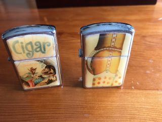 Vintage Look Pinup Girl And Spanish Puffs Lighter 1 - Zippo - Pre Owned