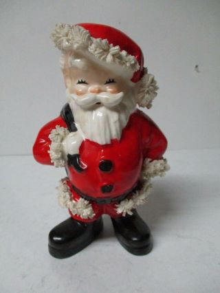 Vintage Christmas Ceramic - Spaghetti Santa Claus W Open Toy Bag - Napco