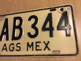 Vintage Aguascalientes Mexico License Plate Tag Placa 1980’s AGS 4