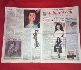 Rare Antique Week Newspaper 2014 Featuring Bettie Page Risqué Pinup Film Info