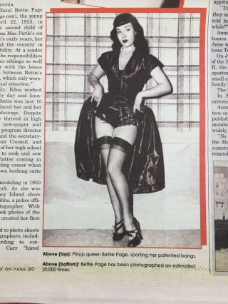 Rare Antique Week Newspaper 2014 Featuring Bettie Page Risqué Pinup Film Info 5