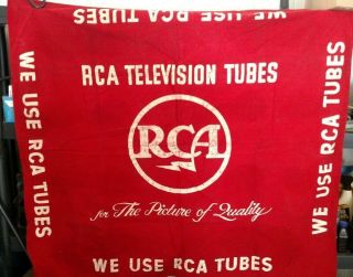 Rare Vintage Rca Radio Tv Tube Advertising Red Cloth Banner