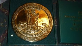 Virginia Metalcrafters Brass State Seal Of Virginia Trivet W/ Box - Mark R.  Warner