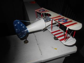 Vintage Wwi Style Metal Bi - Wing Plane Decorative Model Airplane 10 "