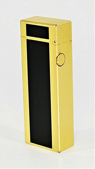 Dunhill Rollagas Lighter - Vintage Gold W.  Black Enamel.  Tested: Sparks No Flame 4