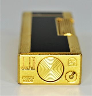 Dunhill Rollagas Lighter - Vintage Gold W.  Black Enamel.  Tested: Sparks No Flame 5