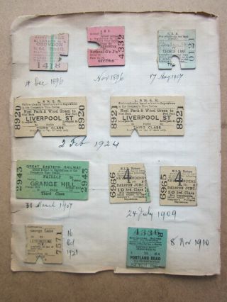 10 Early Train Tickets C.  1896 - Grange Hill Etc.  & 5 Early Bus Tickets C.  1924