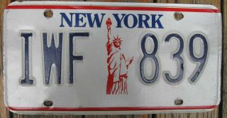 Vintage York Statue Of Liberty License Plate Iwf 839