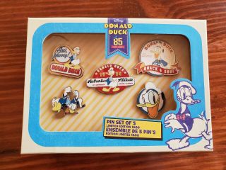 Disney Donald Duck 85th Birthday Collector Pin Set Of 5,  1 Of 1600