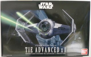 Star Wars Tie Advanced X1 - 1/72 Scale Plastic Model Kit By Bandai