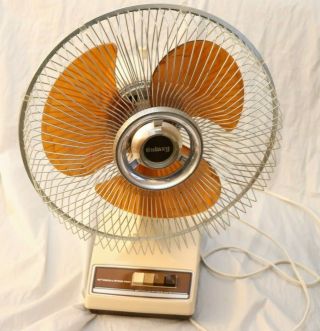 Vintage Galaxy Fan Type 12 - 1 Oscillating 3 Speed Brown Blades Style K1 - Cr