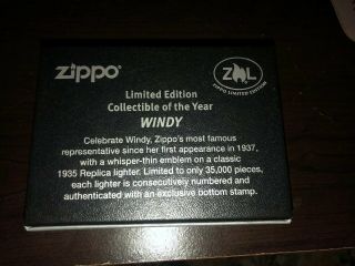 Windy Collectible of the Year Commemorative Limited Edition Zippo Lighter 6