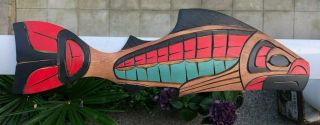 Northwest Coast Native Art Salmon plaque carving 2