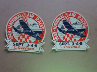 Vintage Pair 1949 " National Air Races " Art Deco Decals Cleveland Ohio