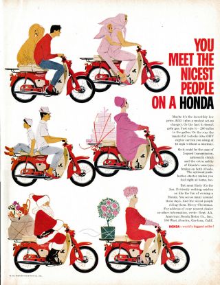 1963 Honda 50cc Motorcycle You Meet The Nicest People - 13.  5 10.  5 Mag Ad
